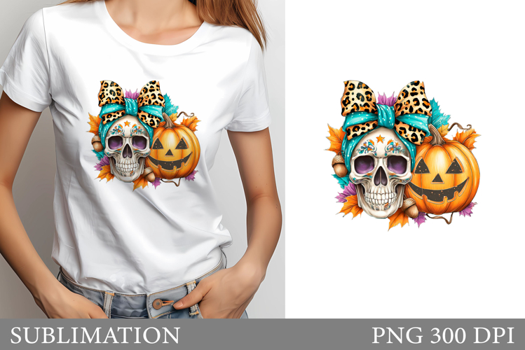Skull Sublimation. Halloween Skull T-Shirt Design