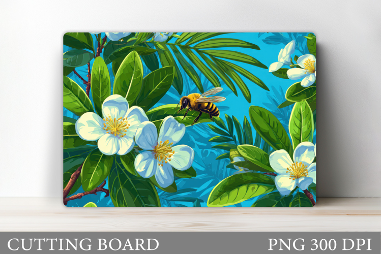 Bee Cutting Board Design. Flowers Kitchen Cutting Board