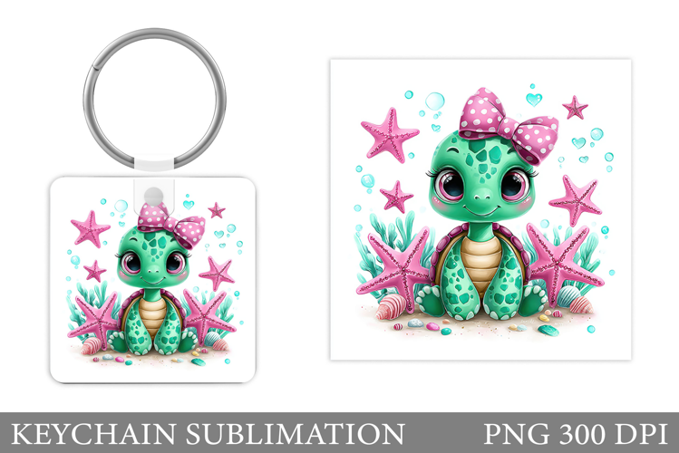 Turtle Keychain Sublimation. Turtle Keychain Design