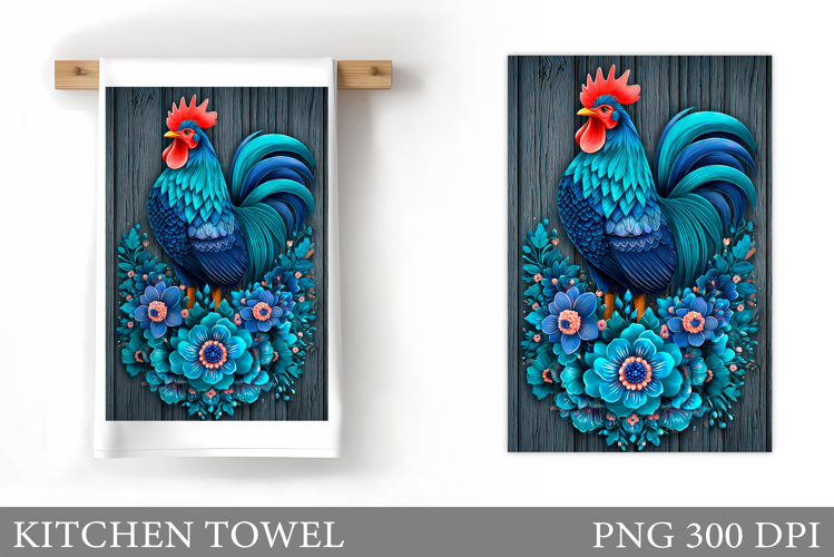 Rooster Kitchen Towel design. Rooster Sublimation