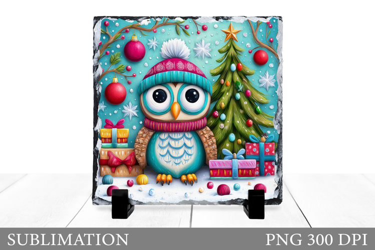 Christmas Owl Sublimation. Christmas Owl Slate Design