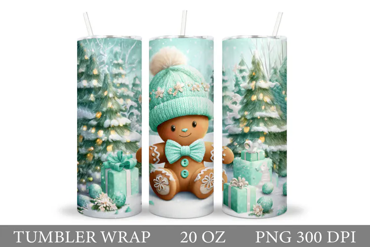 Gingerbread Tumbler Design. Christmas Tumbler Sublimation