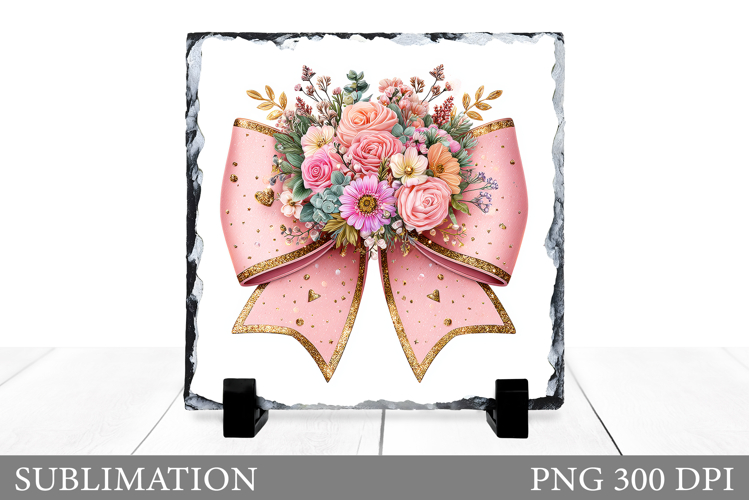 Floral Bow Slate Design. Floral Bow Sublimation