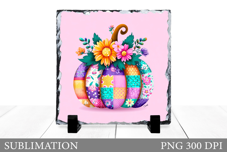 Pumpkin Slate Design. Patchwork Pumpkin Sublimation