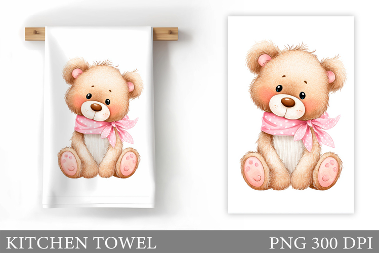 Cute Bear Kitchen Towel. Valentines Kitchen Towel Design