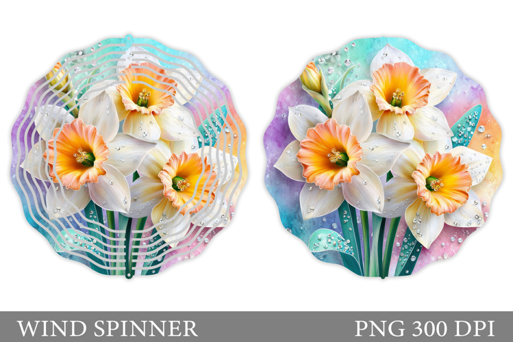 Daffodils Wind Spinner Design. Flowers Wind Spinner