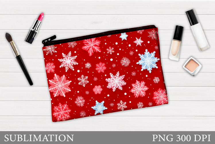 Snowflakes Makeup Bag. Christmas Makeup Bag Sublimation