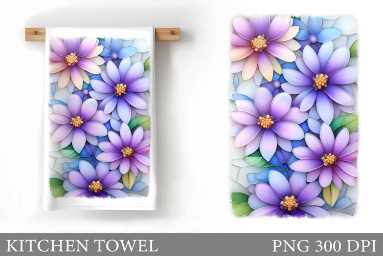 Flowers Kitchen Towel Design. Kitchen Towel Sublimation