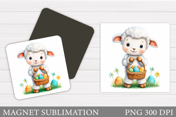 Easter Lamb Magnet Design. Easter Magnet Sublimation example image 1