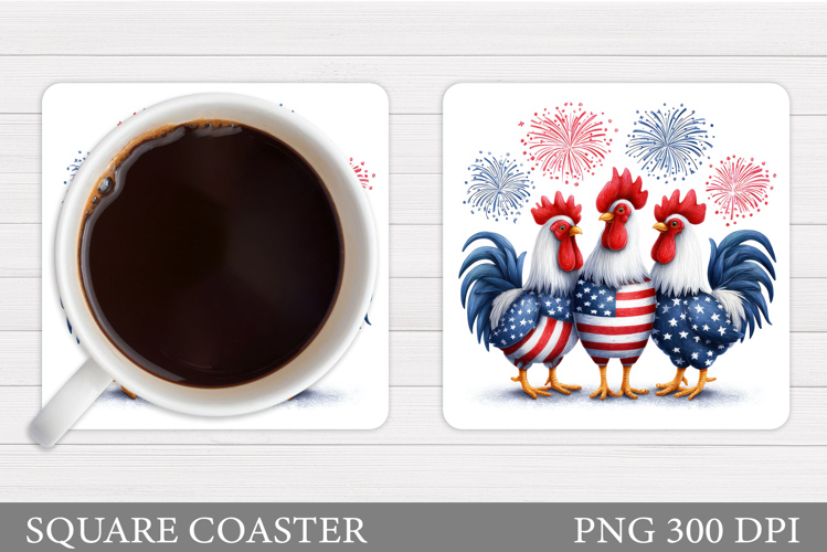 Patriotic Rooster Coaster. Patriotic Coaster Sublimation