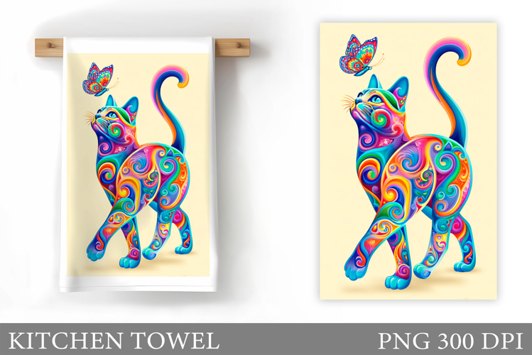 Cute Cat Kitchen Towel Design. Cute Cat Sublimation