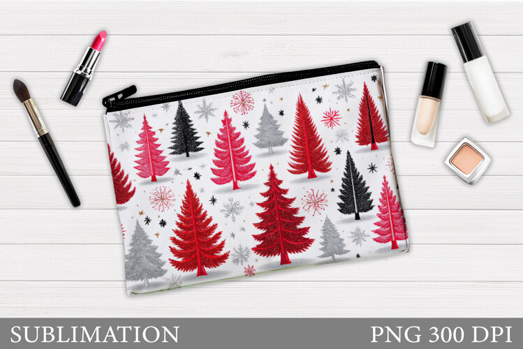 Christmas Cosmetics Bag. Christmas Tree Makeup Bag Design example image 1