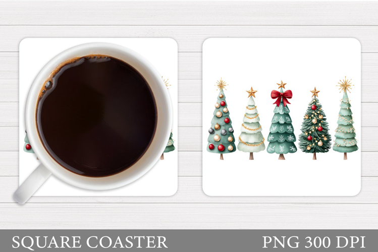 Christmas Tree Coaster Sublimation. Christmas Coaster Design