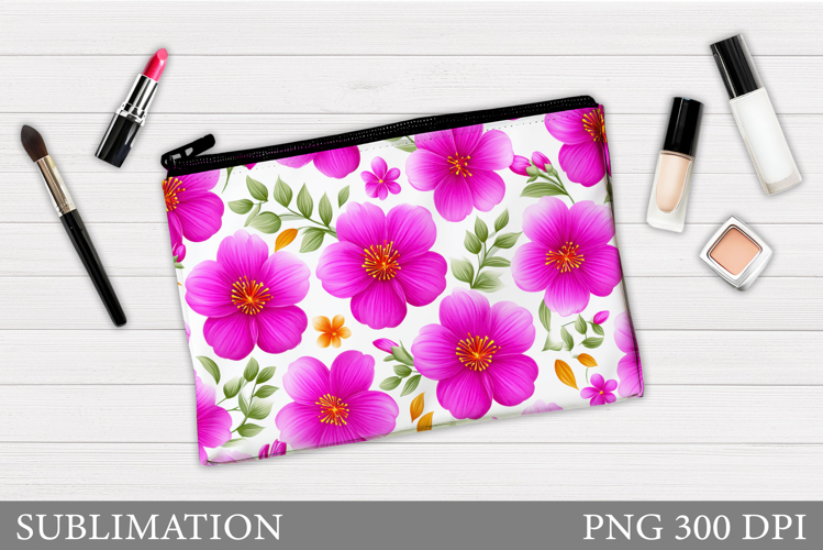 Flowers Makeup Bag Design. Flowers Cosmetics Bag Sublimation