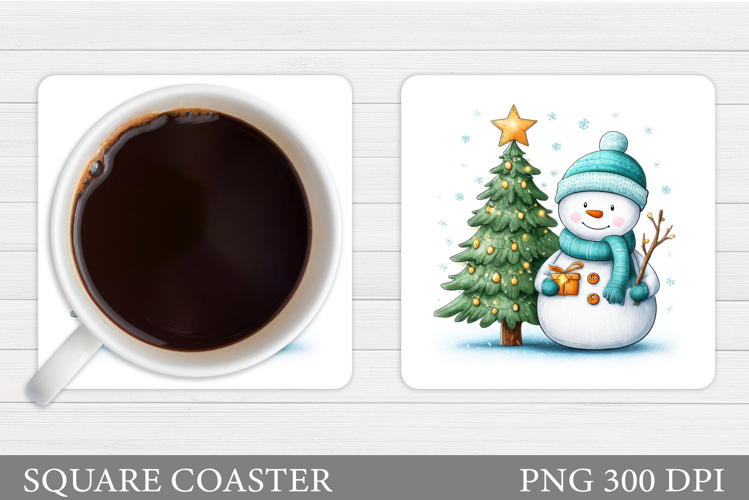 Cute Snowman Coaster. Christmas Coaster Sublimation