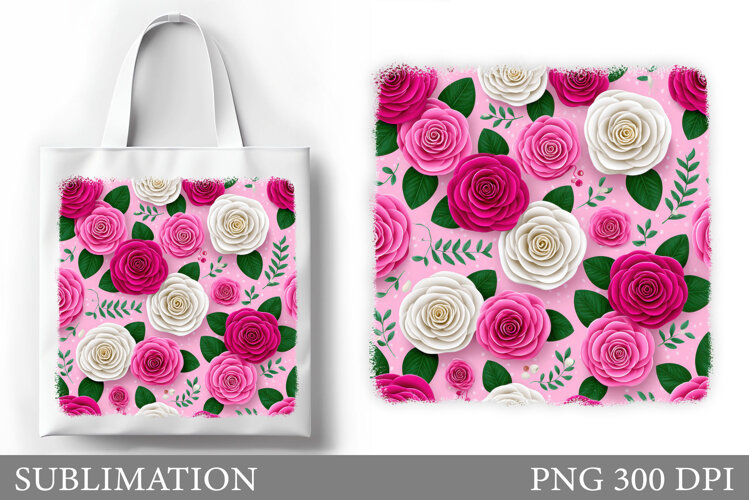 Roses Tote Bag Design. Flowers Roses Sublimation example image 1