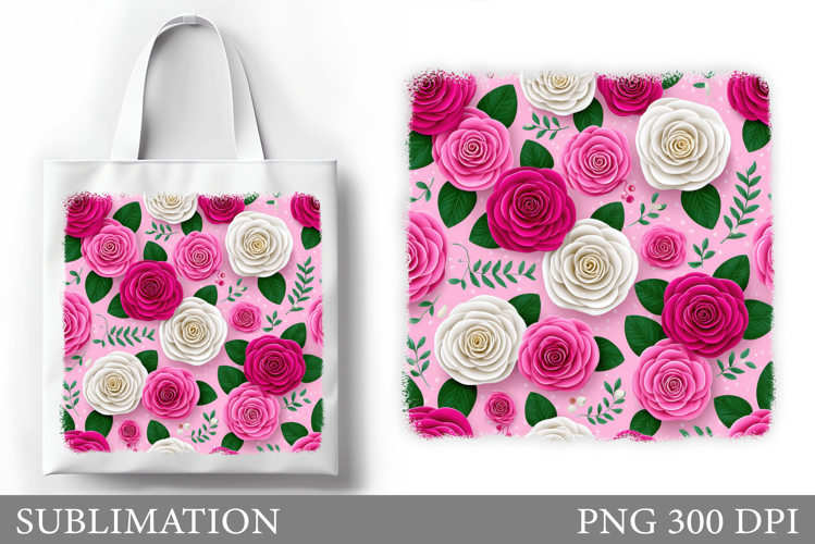 Roses Tote Bag Design. Flowers Roses Sublimation