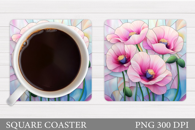 Flowers Coaster Sublimation. Floral Coaster Design