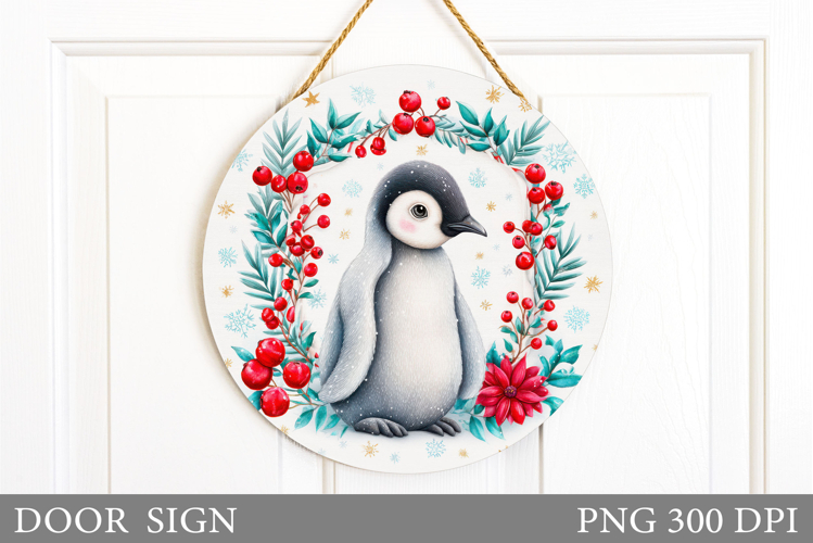 Christmas Penguin Door Sign. Christmas Door Sign Design