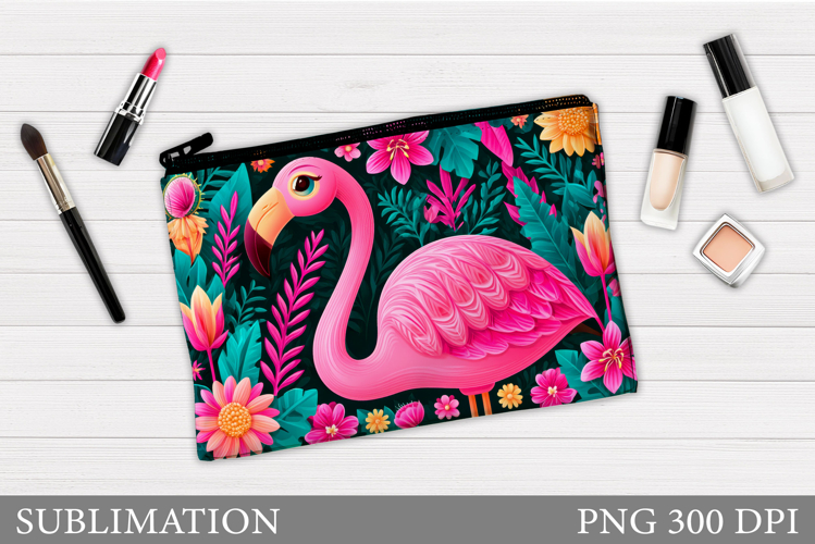 Flamingo Cosmetics Bag. Flamingo Makeup Bag Sublimation example image 1