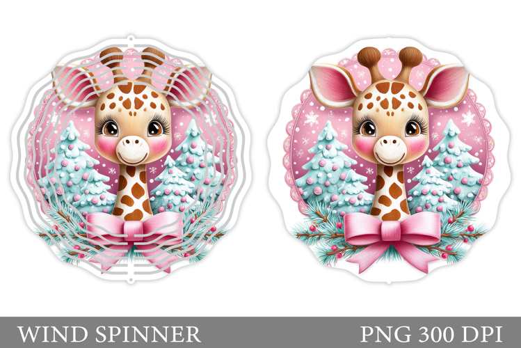 Christmas Giraffe Wind Spinner. Christmas Wind Spinner
