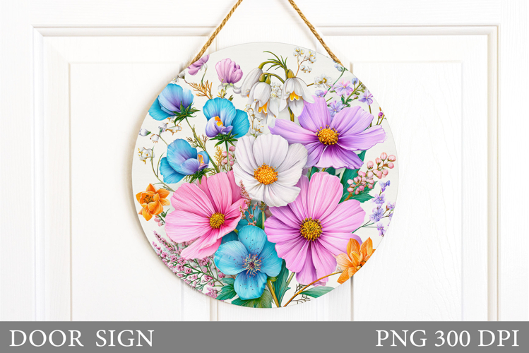 Wildflowers Door Sign Sublimation. Flowers Door Sign Design