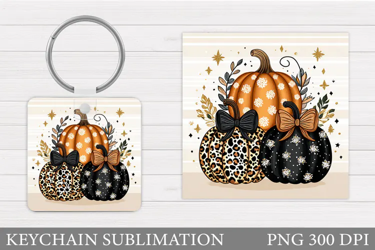 Halloween Pumpkin Keychain. Halloween Keychain Sublimation