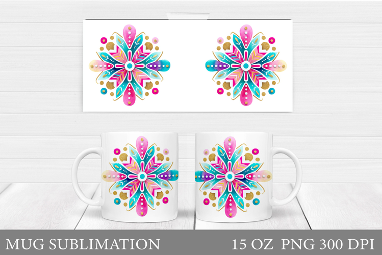 Snowflake Winter Mug Sublimation. Snowflake Mug Wrap Design