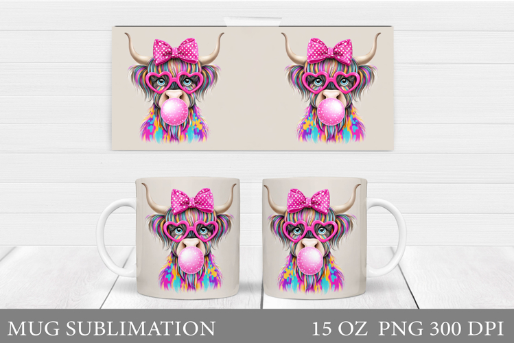 Cute Cow Mug Sublimation. Funny Cow Mug Wrap Design
