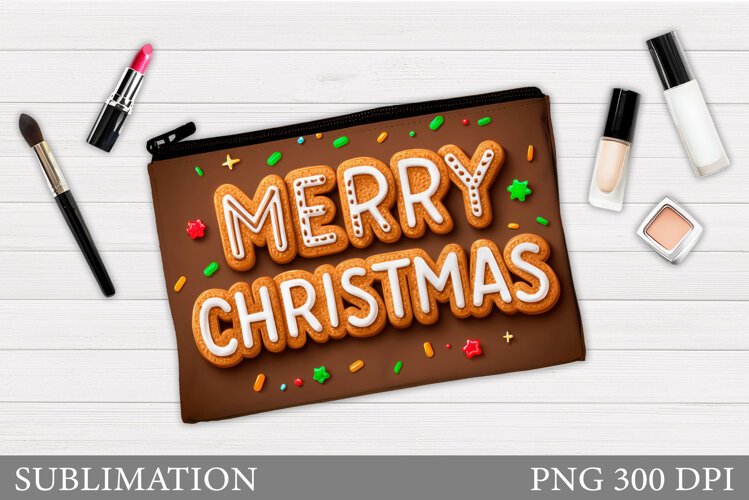 Christmas Makeup Bag Design. Merry Christmas Cosmetics Bag example image 1
