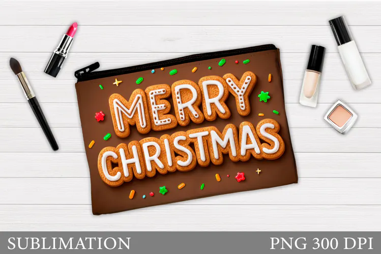 Christmas Makeup Bag Design. Merry Christmas Cosmetics Bag