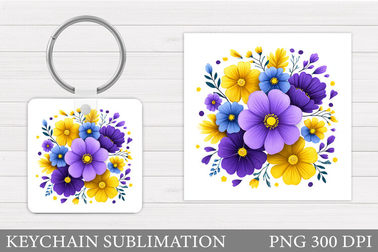 Flowers Keychain Design. Floral Keychain Sublimation example image 1