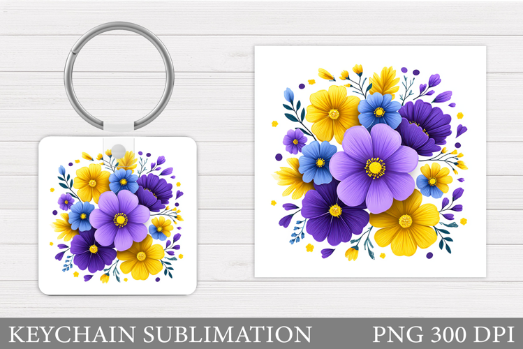 Flowers Keychain Design. Floral Keychain Sublimation