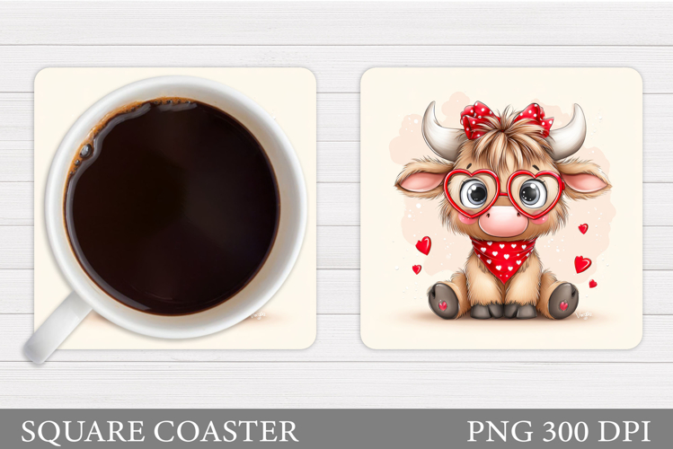 Valentines Cow Coaster Design. Valentines Square Coaster