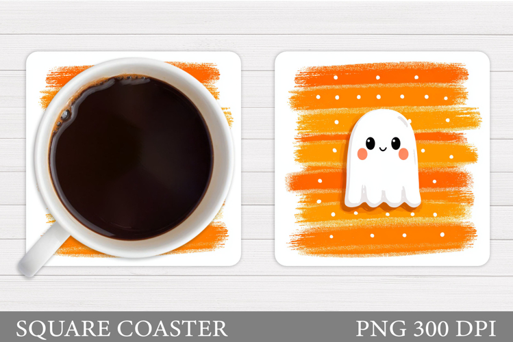 Cute Ghost Coaster Design. Cute Halloween Sublimation