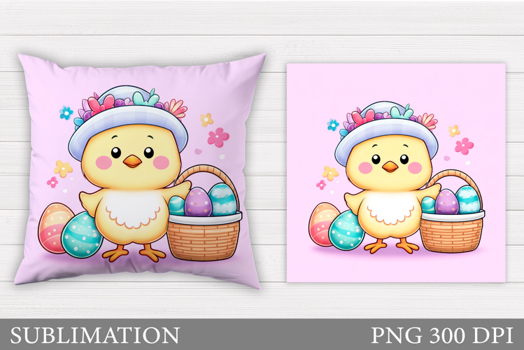 Easter Chick Pillow Sublimation. Easter Pillow Design
