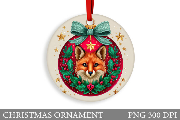 Fox Christmas Ornament. Christmas Ornament Sublimation example image 1