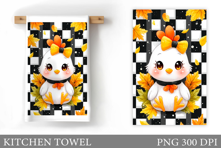 Fall Chicken Kitchen Towel. Fall Kitchen Towel Sublimation