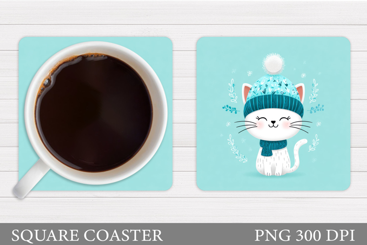Christmas Cat Coaster Design. Christmas Coaster Sublimation