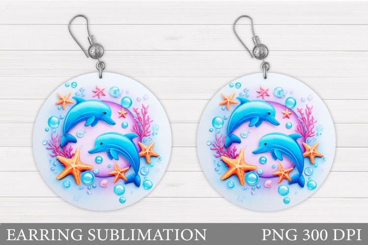 Dolphin Teardrop Earring. Dolphin Earring Sublimation