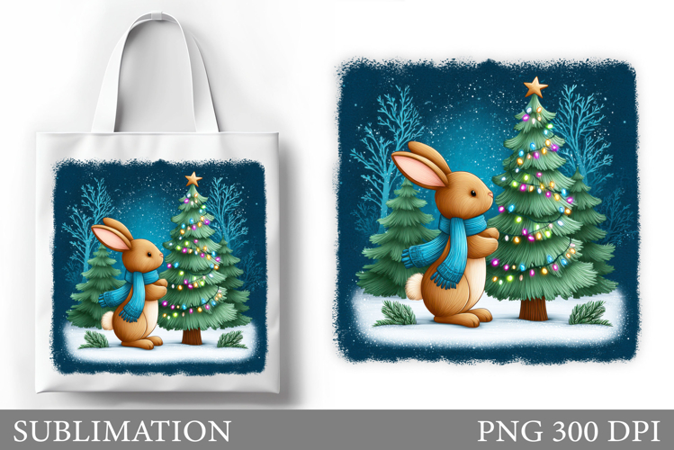 Christmas Bunny Tote Bag. Christmas Tote Bag Sublimation