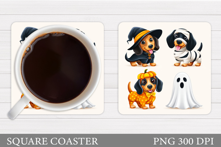 Halloween Dog Coaster Design. Halloween Dog Sublimation