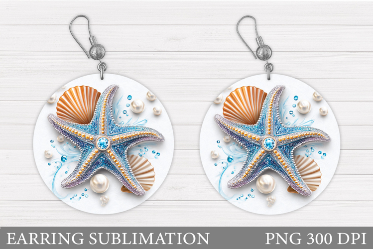 Starfish Earring Sublimation. Seashell Earring Design