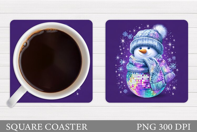 Snowman Coaster Design. Christmas Coaster Sublimation example image 1