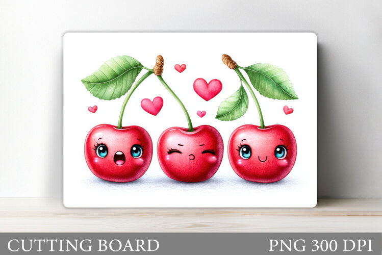Cute Cherry Cutting Board. Funny Cherry Cutting Board Design example image 1