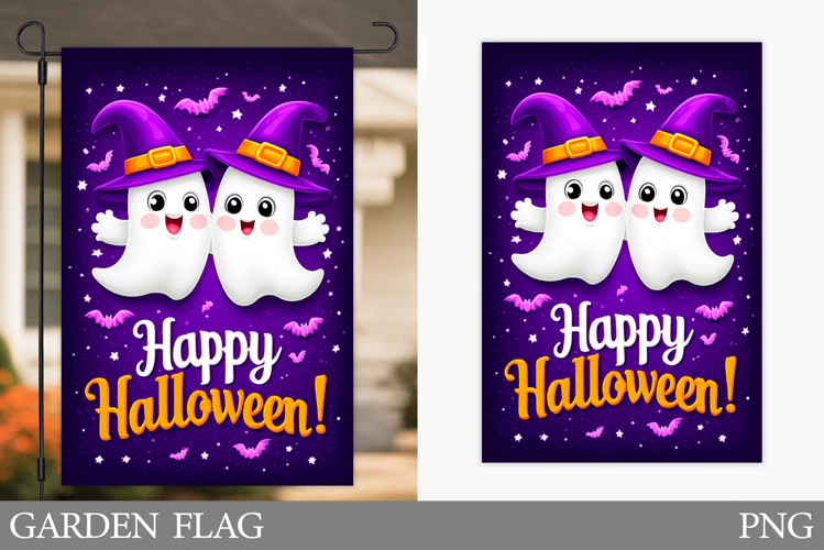 Ghost Garden Flag Design. Halloween Garden Flag Sublimation