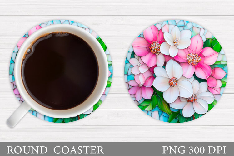 Floral Coaster Design. Flowers Coaster Sublimation example image 1