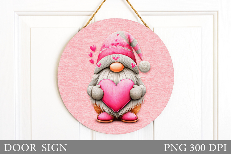 Valentines Gnome Door Sign. Valentines Door Sign Sublimation