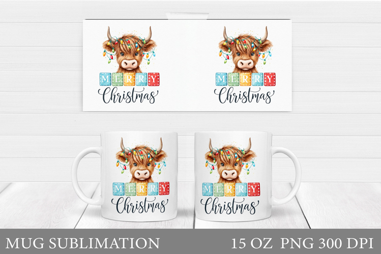 Christmas Cow Mug Design. Christmas Mug Sublimation
