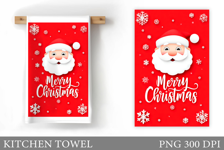 Santa Claus Kitchen Towel. Christmas Kitchen Towel Design